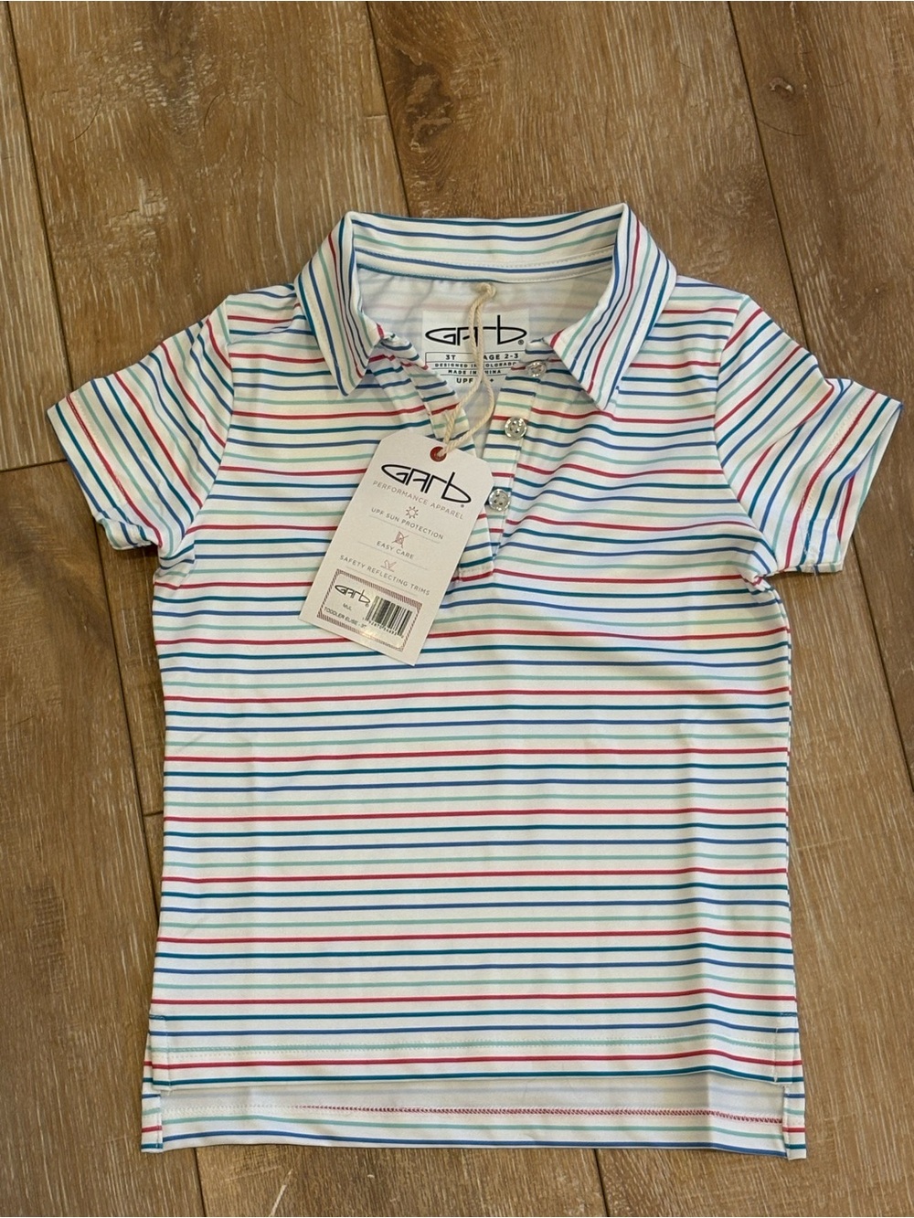Garb toddler White Multi-Stripe Polo Shirt